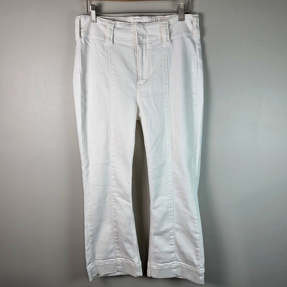 Pilcro Wide Leg Jeans Womens 28 White Excellent Seamed High Rise Cropped Denim